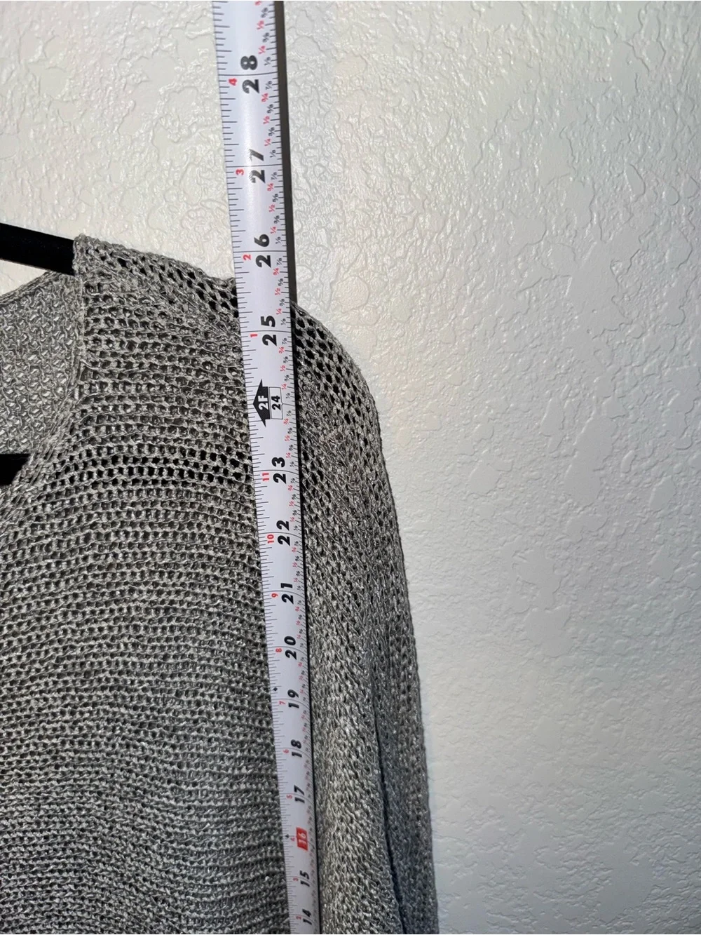 ALEMBIKA Gray Tan Asymmetrical Knit Mesh Pullover Lagenlook Dolan Sleeve Top M - Picture 5 of 9
